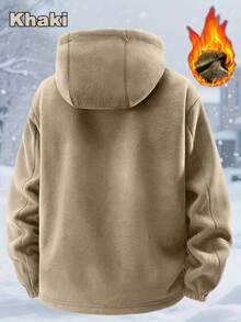 冬季新款户外运动棉质夹克 男士休闲连帽上衣 加厚外套 - 卡其色 - 查看 2