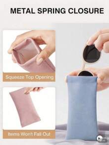 1/2/3/4/8件装自动闭合时尚眼镜盒，便携式挤压式眼镜盒，软质眼镜盒，PU皮革眼镜收纳袋，防水眼镜保护套，眼镜收纳袋，防水时尚眼镜袋，眼镜配件 - 彩色 - 查看 3