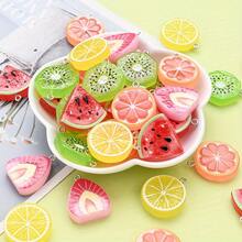 5/10/20个树脂水果切片吊坠饰品，树脂柠檬、猕猴桃、西瓜、草莓切片吊坠配件，适用于DIY珠宝制作、耳环、项链、钥匙扣、装饰品