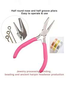 5-Inch Mini Professional Jewelry Making Pliers Set, Including Round Nose Pliers, Chain Nose Pliers, Flush Cutters, Coiling Tool, Suitable For Jewelry Repair, Crafts Hobbies, Home Essential