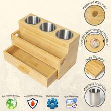 Hair Tool Organizer- Bamboo, Blow Dryer Holder, Bathroom Countertop, Vanity Caddy Storage Stand For Accessories, Makeup, Toiletries - 預設 - 查看 3