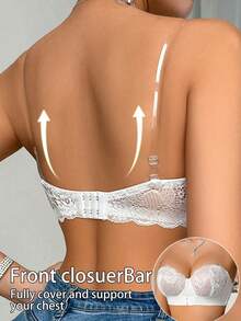 Front Closure Women's Bra With Underwire, Soft & Comfortable Bandeau Lingerie - White - View 2