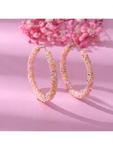 1 Pair Colorful Shiny Exaggerated Circle Earrings, Fashionable For Party And Daily Wear - circle - View 25