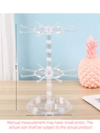 1 pieza/Soporte de exhibición de joyas de tres capas, adecuado para colgar llaveros, diademas, diademas, accesorios de joyería, relojes, pulseras, etc. Hecho de material de resina de polipropileno, es adecuado para estante de almacenamiento de escritorio, estante giratorio de almacenamiento de accesorios para el cabello de doble capa, estante de diademas de tres capas, accesorios para el cabello, estante de joyería, estante de llaves de tocador, adecuado para la organización del escritorio del hogar y la exhibición de la tienda de joyería