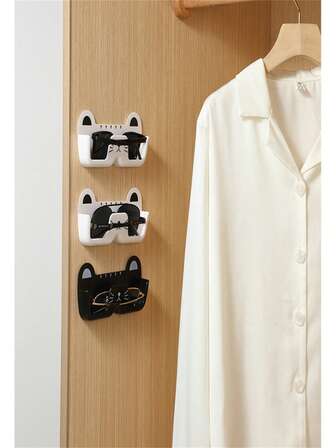 Stylish 1pc Space-Saving Wall-Mounted Eyeglasses Holder - No-Drill, Fashionable Display & Storage Tray With Easy Access - Plastic, Compact Organizer For Women's Fashion Accessories And Eyewear