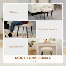 HOMCOM Stool, Square Seat, Dressing Table Stool, Cashmere Look, Steel Legs, For Living Room Or Bedroom, Beige, 42 X 42 X 47 Cm - Apricot - View 5