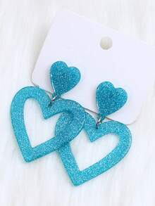 Pendientes colgantes con corazón rojo brillante para el Día de San Valentín: joyería acrílica elegante y versátil para uso diario y de fiesta - pendientes en forma de corazón - Ver 6