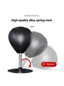 1pc Portable Black Boxing Reflex Training Punching Ball, Suitable For Advanced Boxers And Beginners, Ideal For Relaxation And Skill Improvement. Made Of PVC Material, Compact Design, Perfect For Home Or Gym Use. - Black - View 1