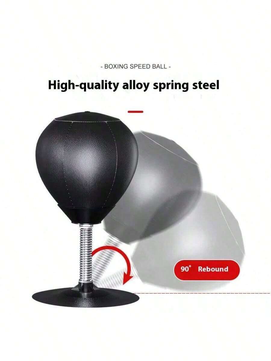 1pc Portable Black Boxing Reflex Training Punching Ball, Suitable For Advanced Boxers And Beginners, Ideal For Relaxation And Skill Improvement. Made Of PVC Material, Compact Design, Perfect For Home Or Gym Use. - Black - View 1