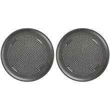 GoodCook AirPerfect - Juego de 2 bandejas de pizza antiadherentes para horno, sartén redonda perforada, bandeja de acero carbono, rebanadas caseras, congeladas y sobrantes(Gris 15.75" (2 Packs)) - Multicolor - Ver 1