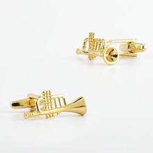 1 Pair French Shirt Cuff Links Gold Plated Copper Cuff Musical Instruments Cuff Links