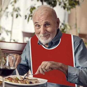 1件装防水多功能围兜，适用于老年人、残疾人士用餐、成人护理围巾围裙