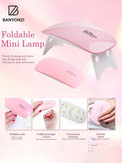 Mini lámpara de curado UV, lámpara de curado UV portátil, secador de esmalte de uñas, lámpara de curado de esmalte en gel, interfaz USB, lámpara de curado UV plegable SUNMINI mouse, pequeña, 6 lámparas, 6 W