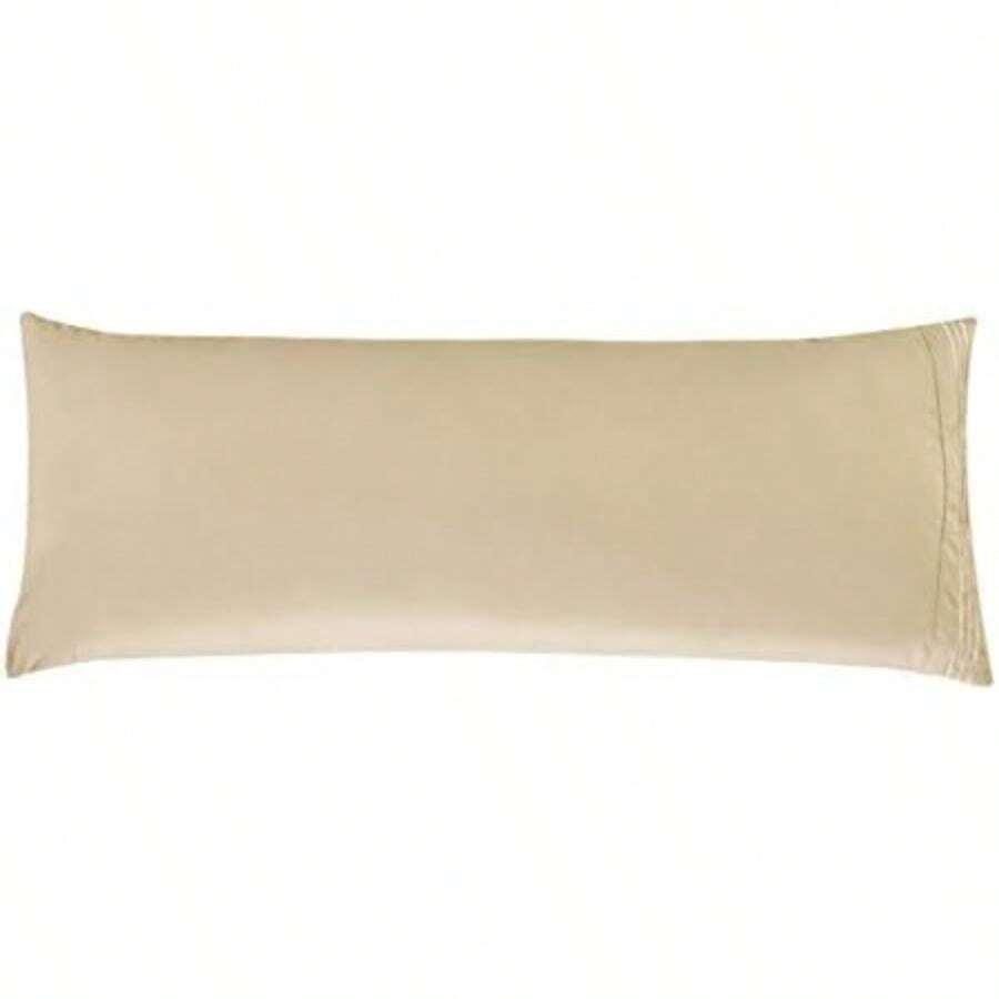 Elegant Comfort Juego de Funda de Almohada de Lujo Ultra Suave de 2 Piezas de 1500 Hilos, Microfibra de Calidad egipcia, Doble Cepillado, Resistente a Las Arrugas, tamaño King,(Crema Body Pillowcase) - Multicolor - Ver 1