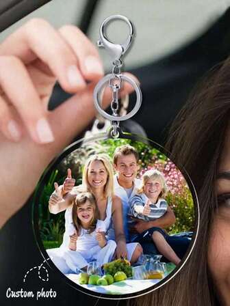 1pc Customized Photo Keychain, Personalized Acrylic Photo Keychain, Unique Custom Photo Gift, Valentine's Day Gift, Christmas Gift, Christmas Decoration, Anniversary Gift, Ideal Custom Gift, Unique Gift For Family, Friends, Girlfriend, Boyfriend, Suitable For Christmas, Valentine's Day, Anniversary, Birthday