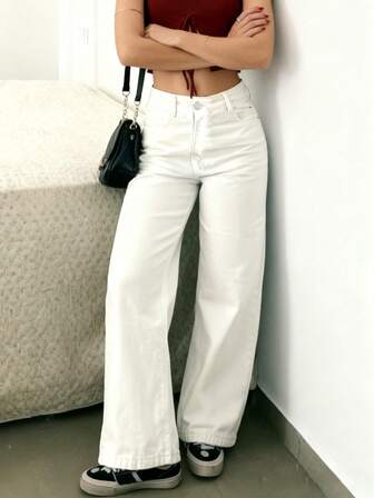 New Style Women's Stretch-Free Casual Elegant And Comfortable Simple Straight-Leg Daily Wear Denim Pants