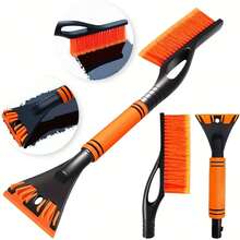A 2-In -1 Snow Brush And Ice Scraper, Suitable For Car SUV, Telescopic Snow Removal Tool, With Ergonomic Foam Handle, Windshield Ice Scraper And Snow Brush Combination, Suitable For Winter Car Care, Vehicle Maintenance, Car Cleaning Accessories, Compact Design, Lightweight Tool, Sturdy Structure, High-Quality Scraper, Car Owner, SUV Driver,