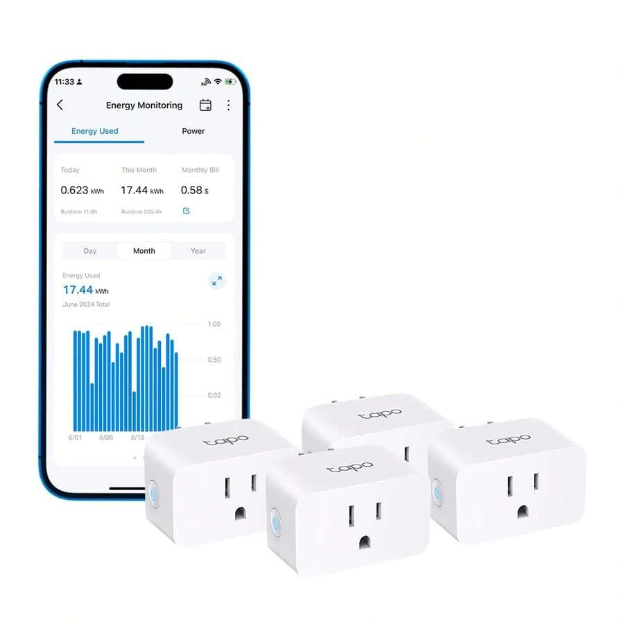 TP-Link - Enchufe inteligente Wi-Fi, monitoreo de energía, funciona con Alexa y Home y SmartThings, temporizador, 15A/1800Wáximo, certificado ETL, 2.4G Wi-Fi, Tapo P115 - Monitoreo de energía - Ver 1