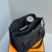 Canvas Tote Bag Large Capacity Women's Lunch Bag Multilayer Casual Handbag Fashion Small Phone Bag, Women Faux Leather Flap Crossbody Bag With Adjustable Strap, Japanese Bag - Black - View 2