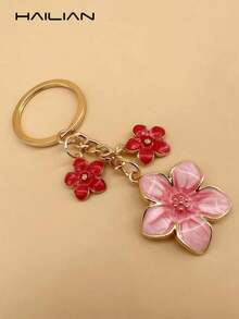 HAILIAN 1pc Alloy Material Sakura Flower Shaped Keychain Lightweight & Elegant Suitable Bag Pendant Car Keys Couples Birthday Holiday Gifts Bridesmaid Gifts Summer - 藍色 - 查看 7