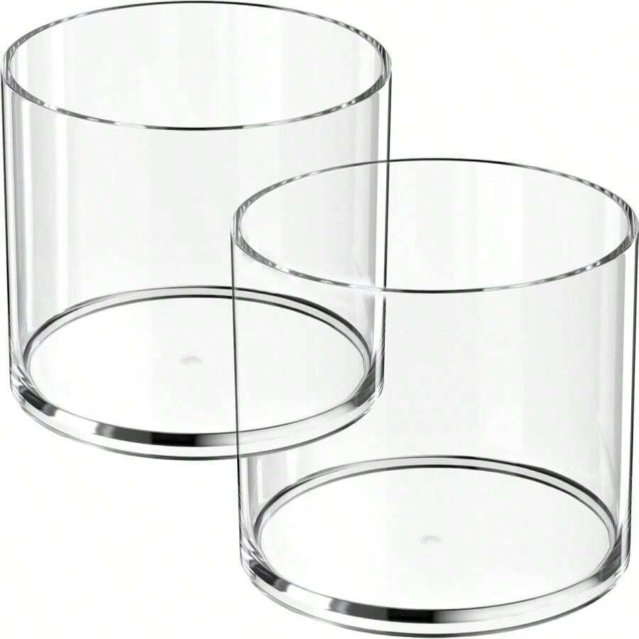 MaxGear Round Pen Holder 4 Pack Acrylic Cylinder Container, Pencil Holder For Desk Pen Cups For Utensil Makeup Brush, Clear Stationery Organizer For School Home Supplies Office Desk Accessories - ColorA - 查看 1