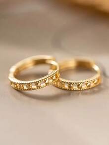 1 Pair Elegant Heart-Shaped Earrings, Suitable For Women As Jewelry For Valentine's Day Or Weddings - Yellow Gold - View 4