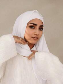 2pcs Women Scarf & Beanie Set, Versatile Underscarf Cap Combo, Hijab Middle East Abaya Matching, Elastic Beanie & Chiffon Scarf Casual Outfit