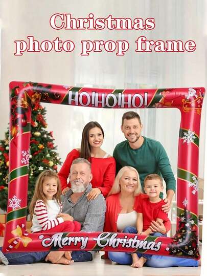 One Set, Christmas Photo Props Frame, Merry Christmas Decoration, Christmas Party Supplies, Red Photo Props, Photography Holiday Holiday Party Gift Set, Christmas Party Games, Adult Selfie Props Background, 29.5X26.5 Inches