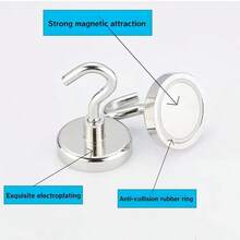 5pcs Magnetic Hooks, Strong Magnet Hooks, No Drilling Hooks, Suitable For Bathroom, Kitchen, Towel, Office, Refrigerator Or Metal Furniture - Silver - View 6