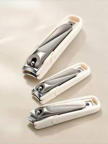 3pcs Champagne Gold Nail Clippers Set, Stainless Steel Anti-Splash Toenail Clipper (With Anti-Splash Base), Ultra Sharp & Durable Nail Clippers Suitable For Elderly, Men And Women - Multicolor - View 1