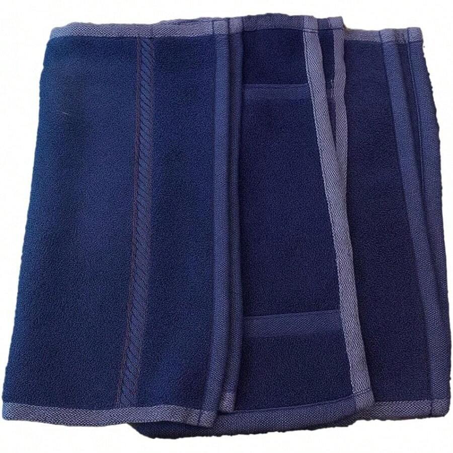Toallas de Algodón para hogar o Gimnasio, 30 x 30 cm, Paquete de 3, Azul/Beige/Amarillo o Multicolor (Azul).Fabricadas México. - Azul - Ver 1
