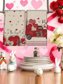 2pcs Valentine's Day Hand Towels, Pink Heart & LOVE Pattern Design, Super Soft Microfiber Cleaning Cloths, Kitchen & Dining Decor, Outdoor Party Supplies, Suitable For Valentine's Day Kitchen & Bathroom Decor, Valentine's Day Gift - Multicolor - View 9