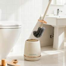 Toilet Brush, Long-Handled Toilet Brush And Brush Holder, Space-Saving Toilet Brush, Durable Bristles Toilet Cleaning Brush, Suitable For Bathroom Cleaning. - 杏色 - 查看 8