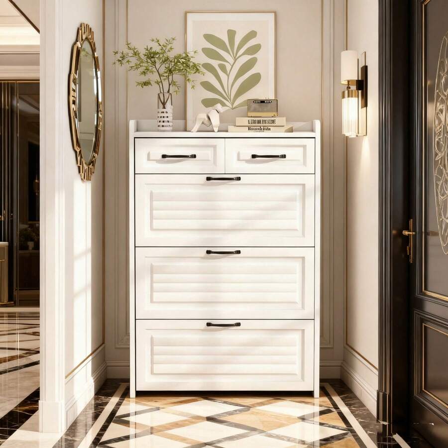 Storage Cabinets - White + Particle Board - View 1