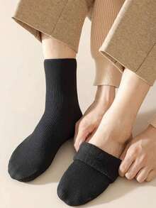 1/3/6 Paia di calze invernali super spesse e termiche per uomo - regalo di Natale comodo e morbido per papà, adatte per climi freddi, calze lunghe, invernali, nere, calze calde da donna, calze spesse e casual, traspiranti e confortevoli per autunno/inverno, durevoli - nero - Visualizzare 3