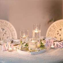 Transparent Glass Cylindrical Vase Set, Glass Vase, Modern Floating Candlestick Decoration, Windproof Candlestick, Hydroponic Vase, Aromatherapy Candlestick, For Table Center Decoration, Wedding Table Decoration, Home Decoration, Living Room Decoration - Clear - View 1