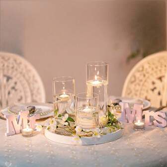 Transparent Glass Cylindrical Vase Set, Glass Vase, Modern Floating Candlestick Decoration, Windproof Candlestick, Hydroponic Vase, Aromatherapy Candlestick, For Table Center Decoration, Wedding Table Decoration, Home Decoration, Living Room Decoration