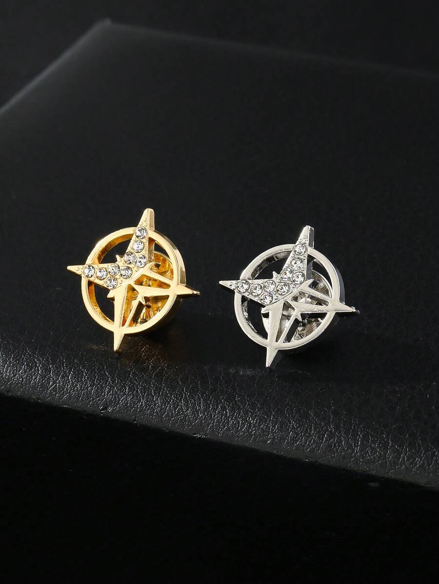 六芒星胸针，男士西装翻领别针，衬衫领夹，个性化徽章