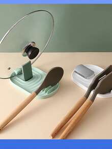 1个可折叠锅盖铲架，厨房炉灶收纳整理架，沥水用具筷子架 - 彩色 - 查看 9