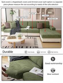 1pc Stretch Sofa Cover, Non-Slip Full Coverage Sofa Seat Cover, All Season Universal Sofa Cushion Cover, Fabric Thickened Sofa Blanket, Machine Washable, Dust-Proof, Pet-Friendly, Home Decor, Adjustable For Corner Sofa, Bedroom, Office, Living Room 1/2/3/4 Seater - Green - View 11