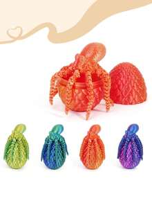 1/2个3D打印章鱼蛋，附赠礼品袋 - 逼真的绿色塑料可动模型，适用于家居和办公室装饰、办公用品、减压玩具、派对礼品袋填充物、圣诞装饰、圣诞礼物、圣诞派对礼品袋填充物、3D打印动物、生日礼物、圣诞袜填充物 - 彩色 - 查看 5