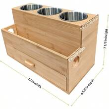 Hair Tool Organizer- Bamboo, Blow Dryer Holder, Bathroom Countertop, Vanity Caddy Storage Stand For Accessories, Makeup, Toiletries - 預設 - 查看 6