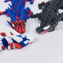 1pc 3D Printed Baby Dragon Desktop Decor - Cute Black With Red & Blue Accents - Home, Office, Birthday, Christmas, Halloween Gift - Perfect For Dragon Lovers, Handcrafted Miniature Statue, Home Decoration, 25cm Length - Multicolor - View 5