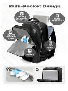 Unisex Laptop Backpack, Vacuum Compression Backpack, Multi-Functional Large Capacity Travel Backpack, Carry-On Backpack Compliant With Airline Standards, Wet And Dry Separation Independent Shoe Compartment Backpack, Travel Backpack For Kids And Adults - Multicolor - View 5