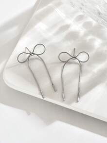 1 pereche de cercei eleganți cu ciucuri și fundă, design strălucitor de culoare aurie, delicati și grațioși, potriviți pentru diverse ocazii