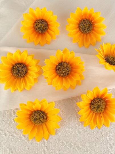 10pcs Artificial Silk Sunflower Heads, Suitable For Wedding Decoration, Home Decor, Party Decoration