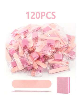 120 piezas (40 sets) Juego de manicura desechable: Lima de uñas mini, tira de lijado y eliminación de piel muerta, herramientas perfectas para el salón de manicura, kit de materiales DIY