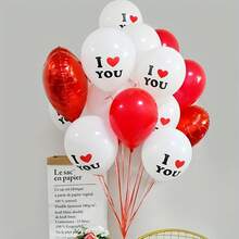20个情人节气球，红白心形气球，印有“我爱你”字样，浪漫情人节气球，适用于婚礼周年纪念派对装饰用品 - 多色 - 查看 4
