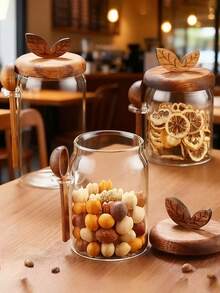 3pcs Multi-Purpose Glass Food Storage Containers With Lids - Dishwasher , Suitable For Coffee Beans, Candies, Cookies, Pasta, Nuts And Spices - 16.9oz/20.28oz/27.05oz Capacity Options, Great For Storing Coffee, Sugar, Flour, Candies, Tea, Coffee Beans, Oats, Grains And Seasonings, Perfect Gift For Autumn/Winter - Transparent - View 9