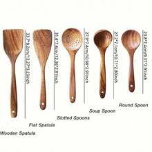 9/1 Premium Quality Natural Boxwood Cooking Utensils Set, Including Turner, Rice Sieve, Soup Ladle, Strainer And Cooking Spoon, Spatula Suitable For Kitchen
